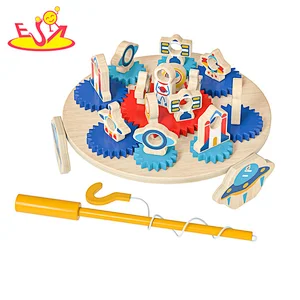 Early Educational Assembly Space Gear Puzzle Wooden Fishing Toy For Kids W01A553